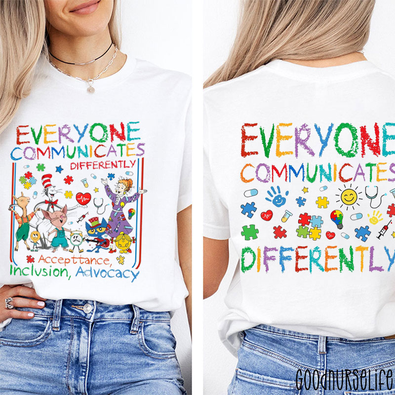 Everyone Communicates Differently Children's Books Two Sided T-Shirt