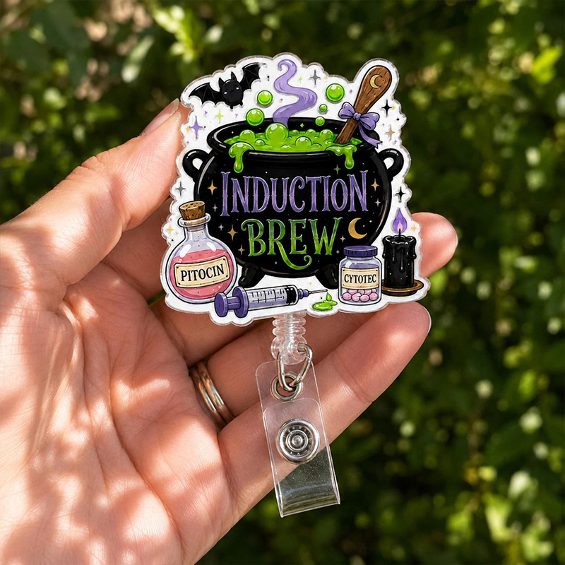 Induction Brew Halloween Labor And Delivery Nurse Badge Reel