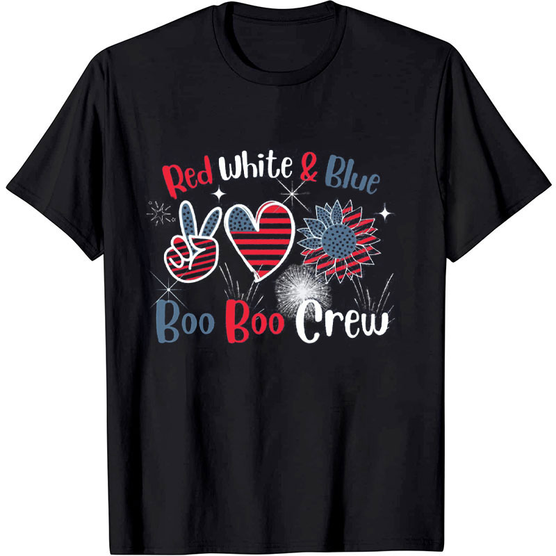Red White And Blue Boo Boo Crew Nurse T-shirt