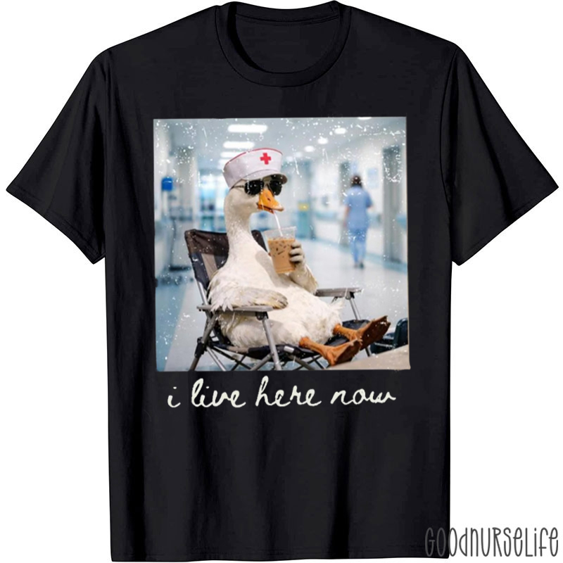 Silly Goose I Live Here Now Nurse T-Shirt