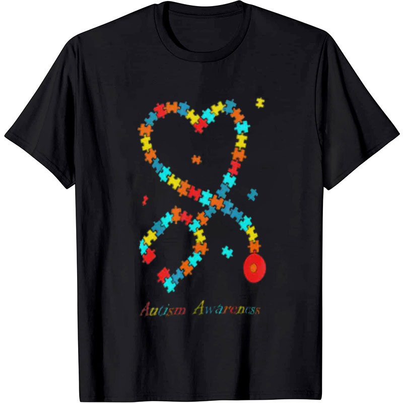 Puzzle Stethoscope Autism Awareness Nurse T-Shirt