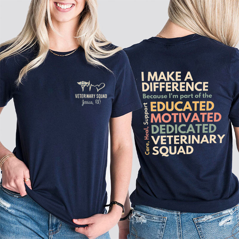 Personalized I Make A Difference Nurse Two Sided T-Shirt