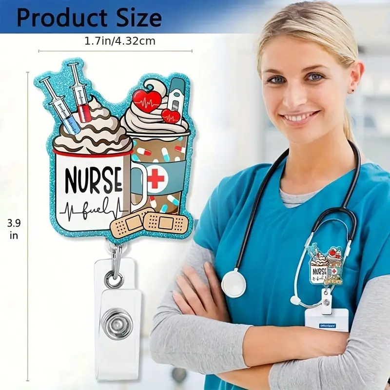 Nurse Cream Coffee Nurse Badge Reel