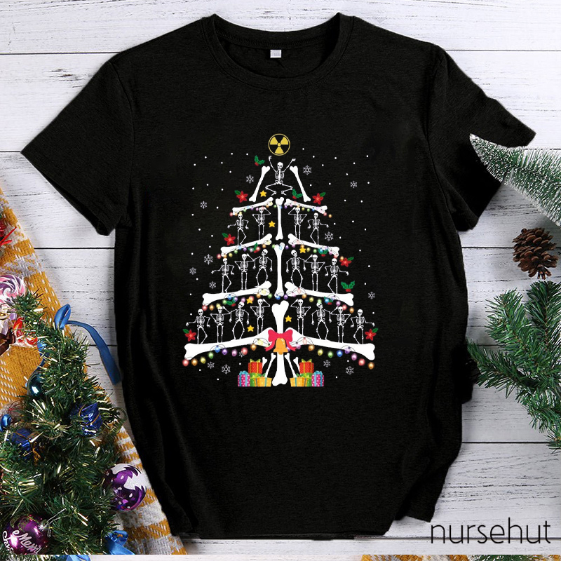 Skull Christmas Tree Nurse T-shirt