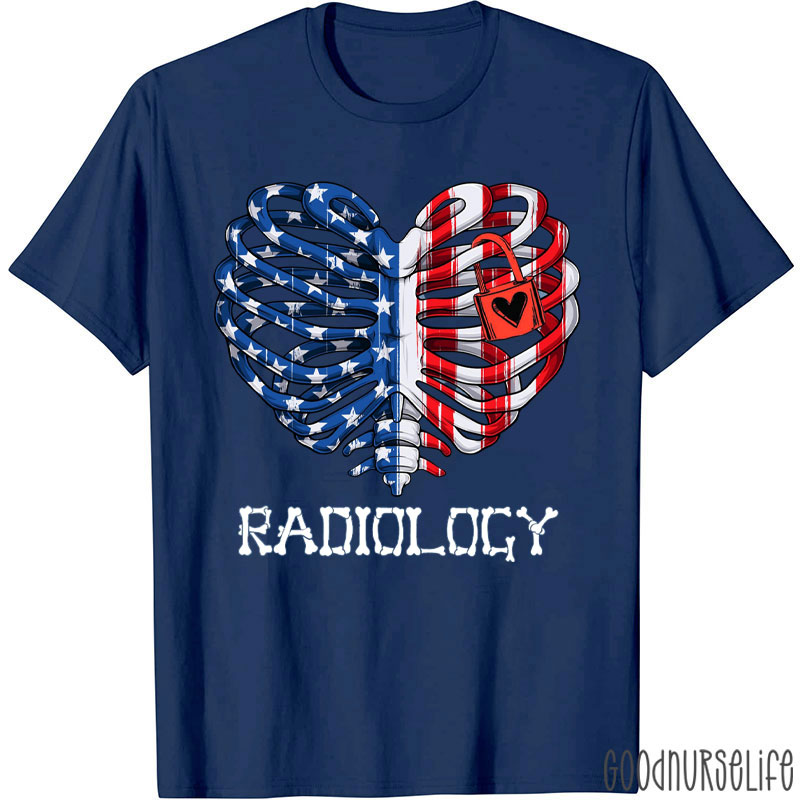 USA Rib Cage American Flag Radiology T-Shirt