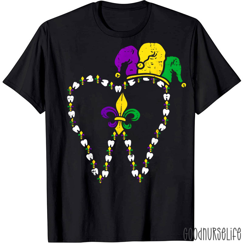 Mardi Gras Dental Jester Tooth T-shirt