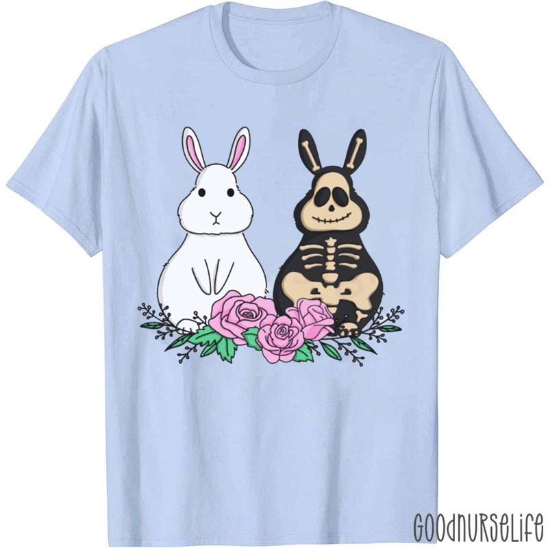 Retro Floral Xray Rabbit Nurse T-Shirt