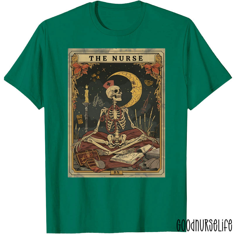 Funny Skeleton Tarot Card Nurse T-Shirt