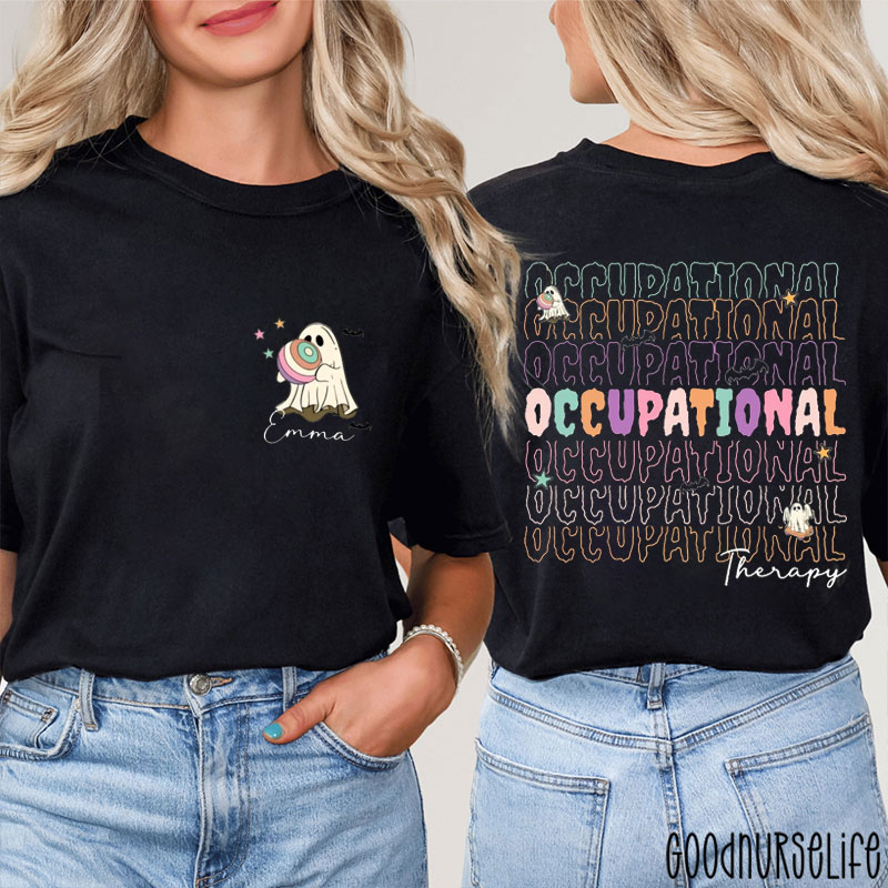 Personalized Halloween With Occupational Therapy Two Sided T-Shirt