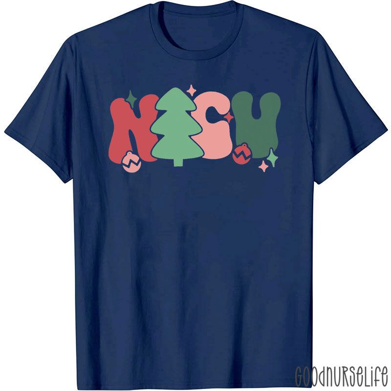 Retro NICU Christmas Tree Nurse T-Shirt