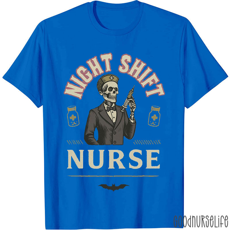 Skeleton Gentleman Night Shift Nurse T-Shirt