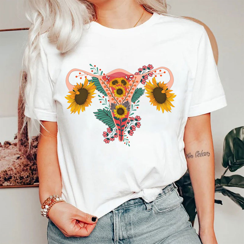 Uterus Sunflower Nurse T-Shirt