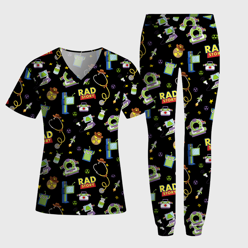 Rad Story Cute Icon Antimicrobial Scrubs Sets