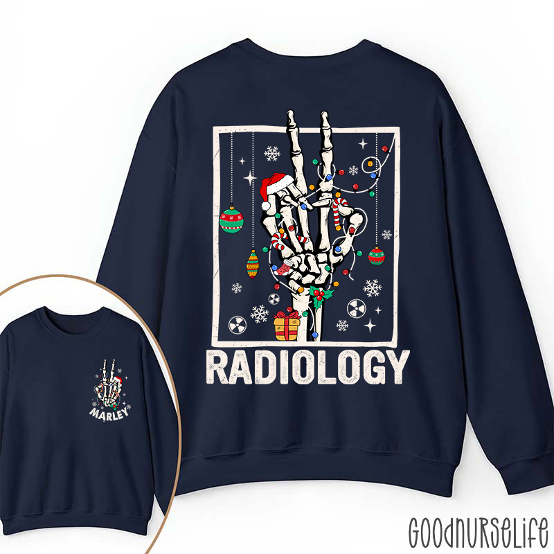 Personalized Name Radiology Skeleton Hand Two Sided Sweatshirt