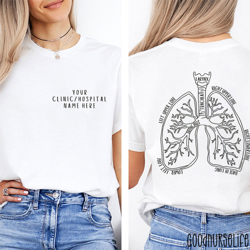 Personalized RT Respiratory Therapist Anatomy Two Sided T-Shirt
