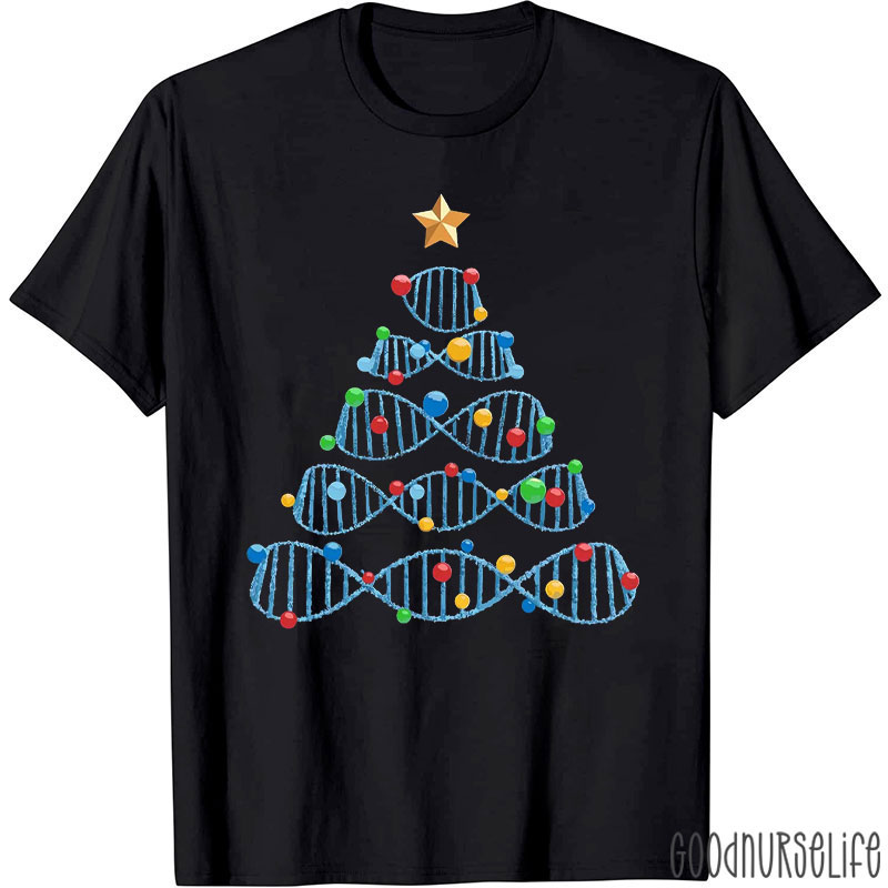 Dna Helix Christmas Tree With Ornaments T-Shirt