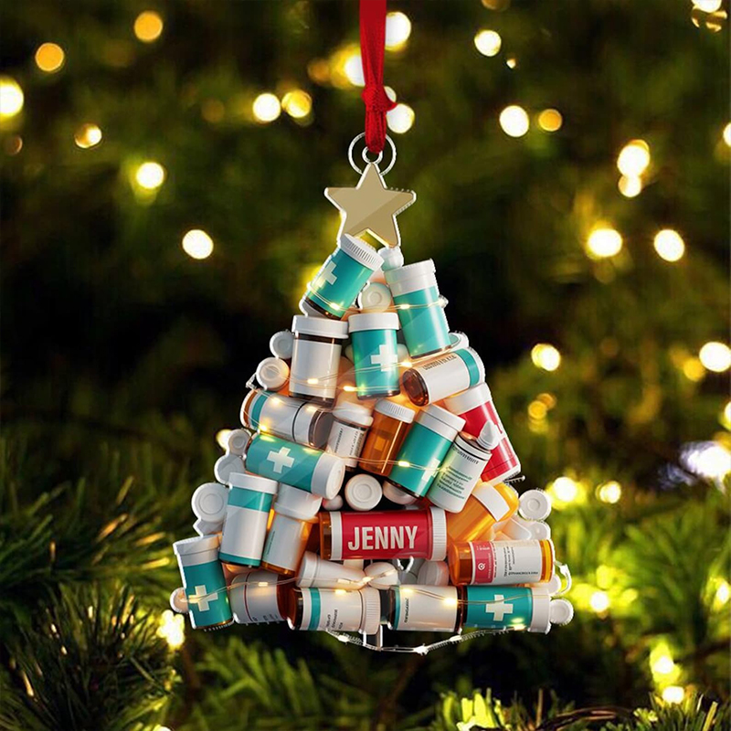 Personalized  RX Pharmacy Christmas Tree Acrylic Christmas Ornament