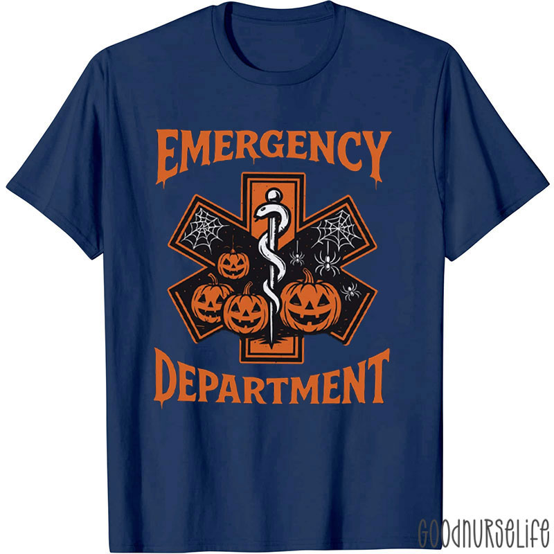 Halloween Emergency Department Spooky Pumpkin  Nurse T-Shirt