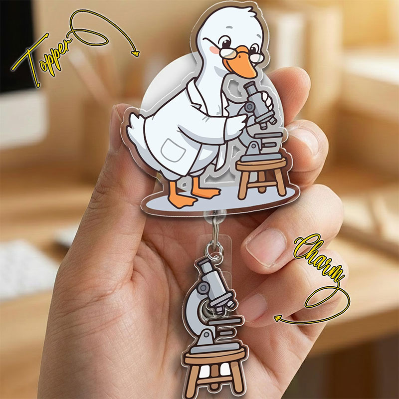 Funny Silly Laboratory Technician Goose Badge Reel