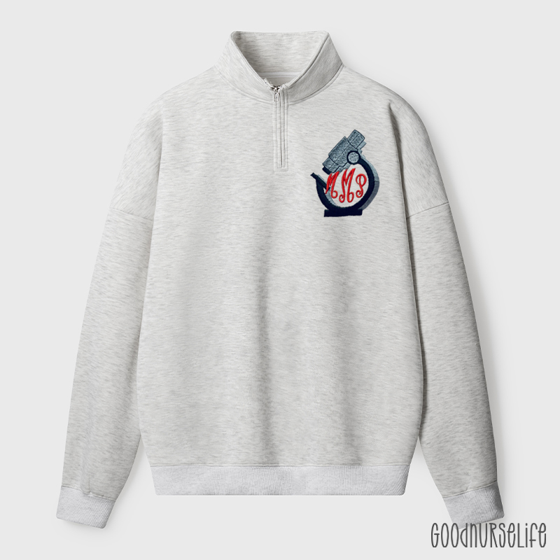 Personalized Monogram Microscope Quarter Zip Sweatshirt
