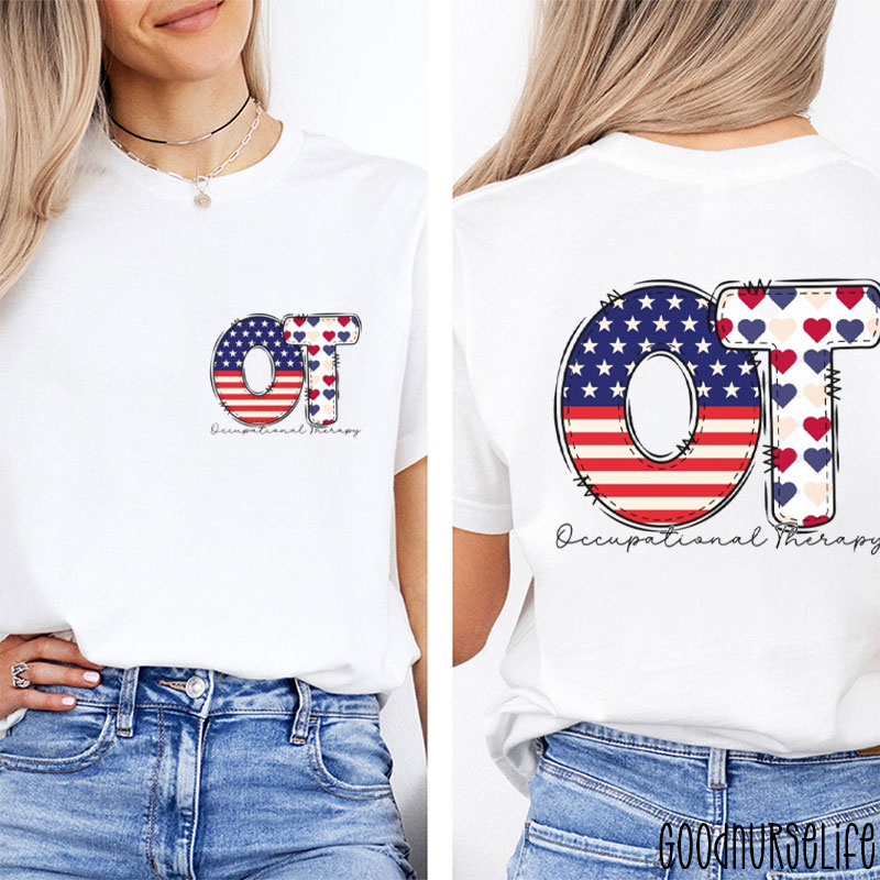 American OT Occupational Therapy Two Sided T-Shirt