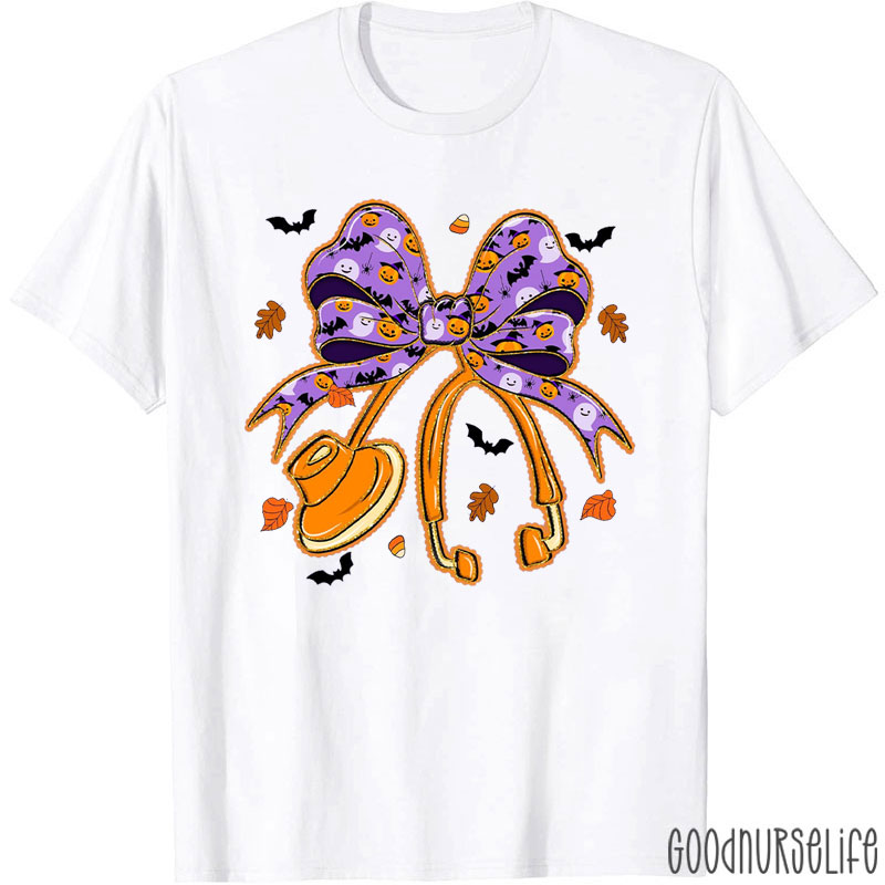 Halloween Stethoscope With Bow Nurse T-Shirt