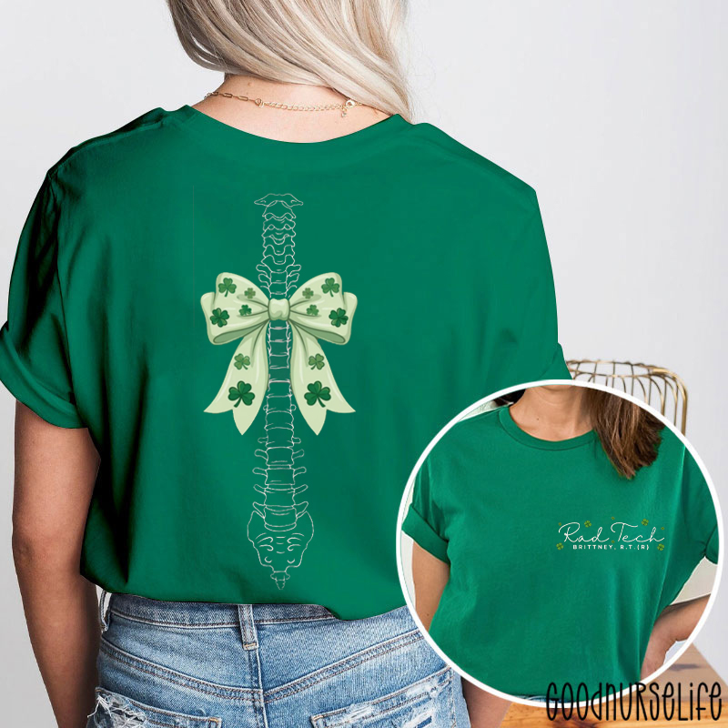 Personalized Radiology Rad Tech St Patricks Day Two Sided T-Shirt