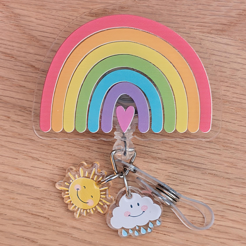 Cute Colorful Rainbow Nurse Badge Reel