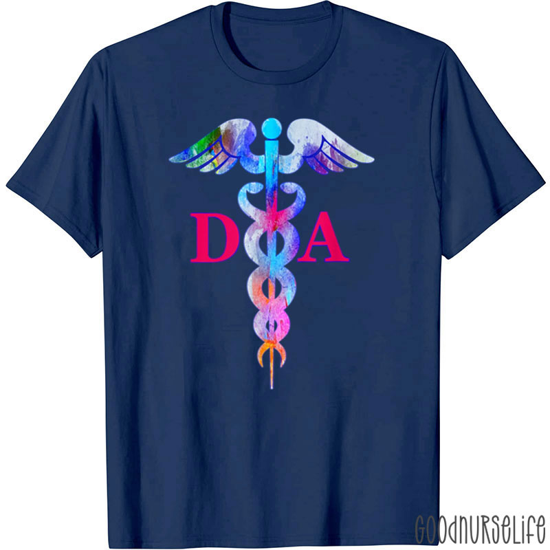 DA Dental Assistant Medical Caduceus Symbol T-Shirt
