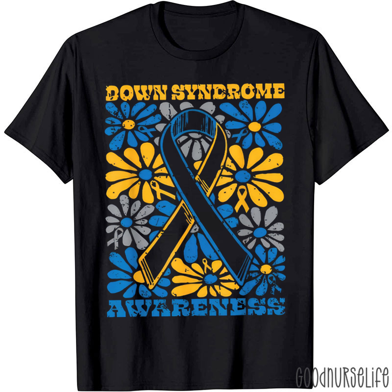 Floral Down Syndrome Awareness T-shirt
