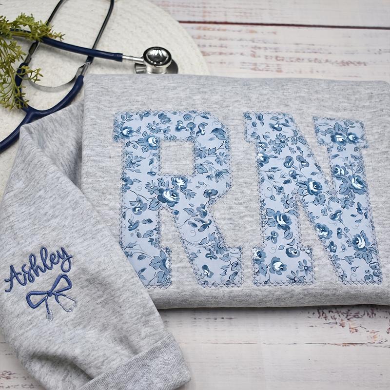 Personalized Embroidered Patch Text Nurse Sweatshirt