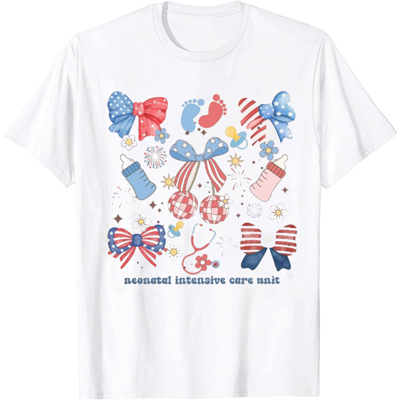 Neonatal ICU Nurse 4th of July Nurse T-shirt