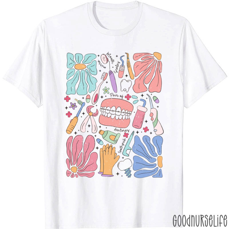 Floral Dentist Hygienist Assistant T-Shirt