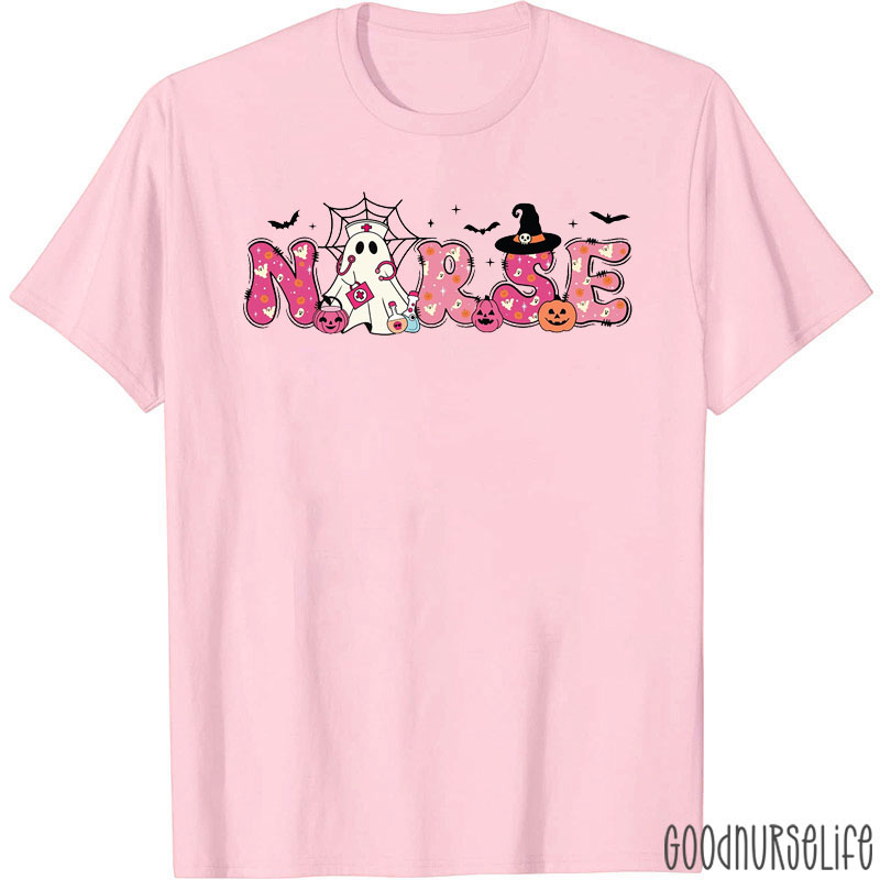 Spooky Nurse With Halloween Cute Ghost Nurse T-Shirt