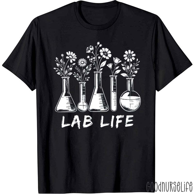 Lab Life Floral Beaker Nurse T-Shirt