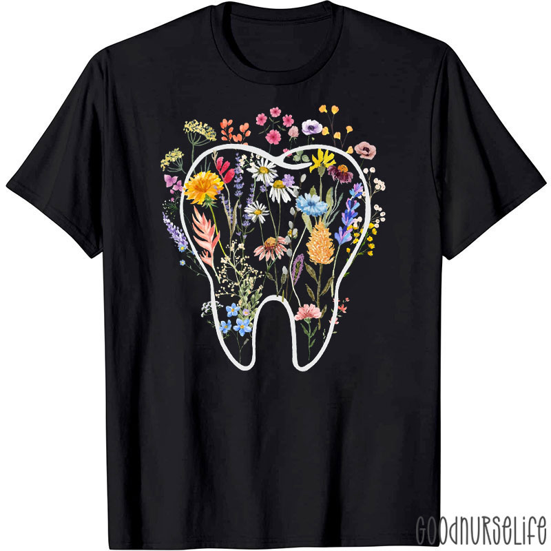 Floral Tooth Nurse T-Shirt