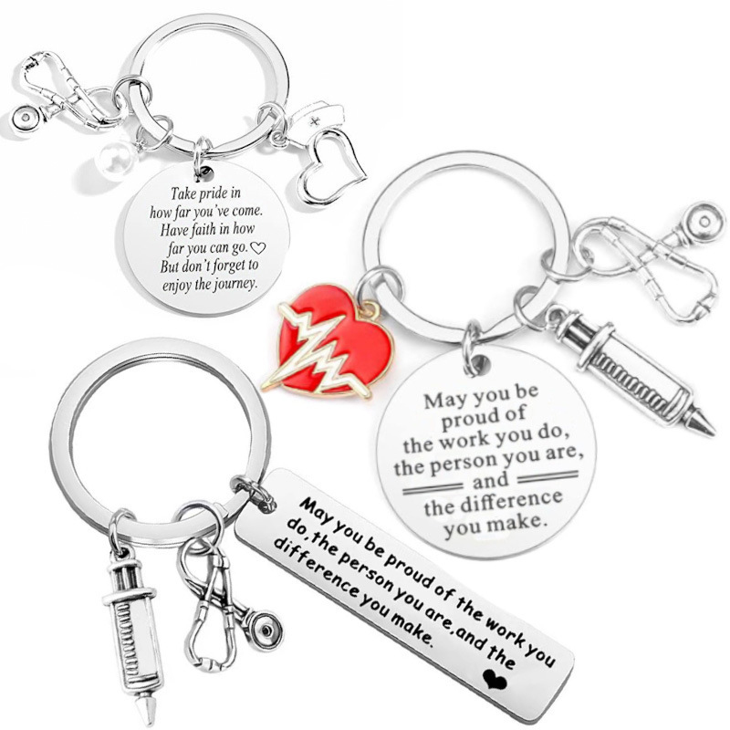 Motivational Words Stainless Steel Nurse Keychain
