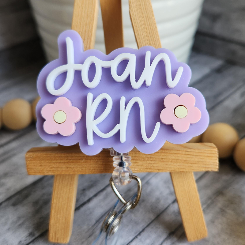 Personalized Name With Cute Flower Badge Reel