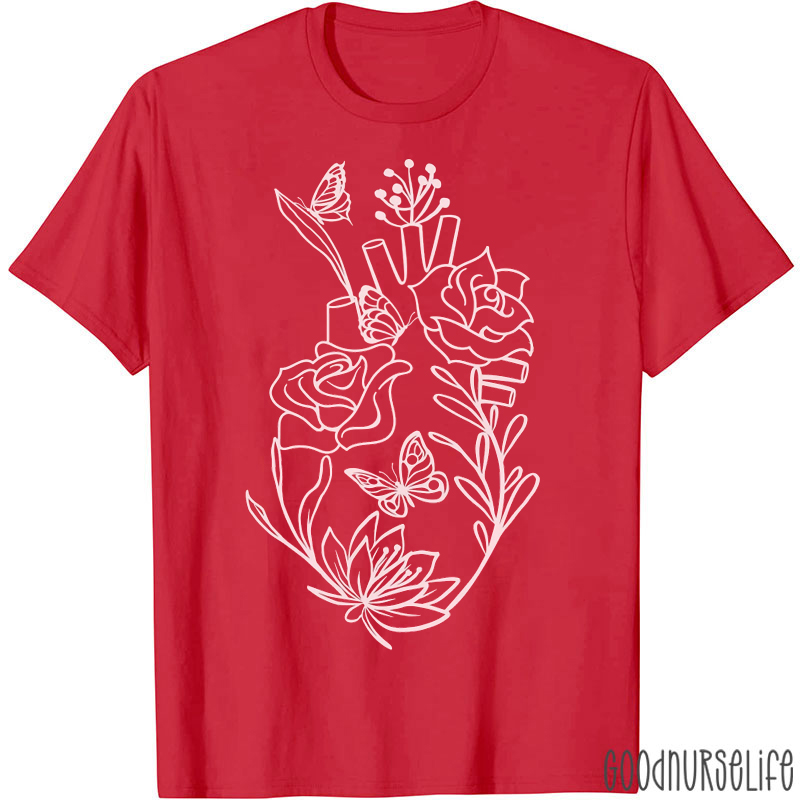 Floral Anatomical Heart T-Shirt