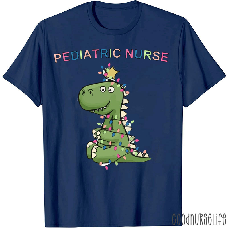 Christmas Dinosaur Holiday Pediatric Nurse T-Shirt
