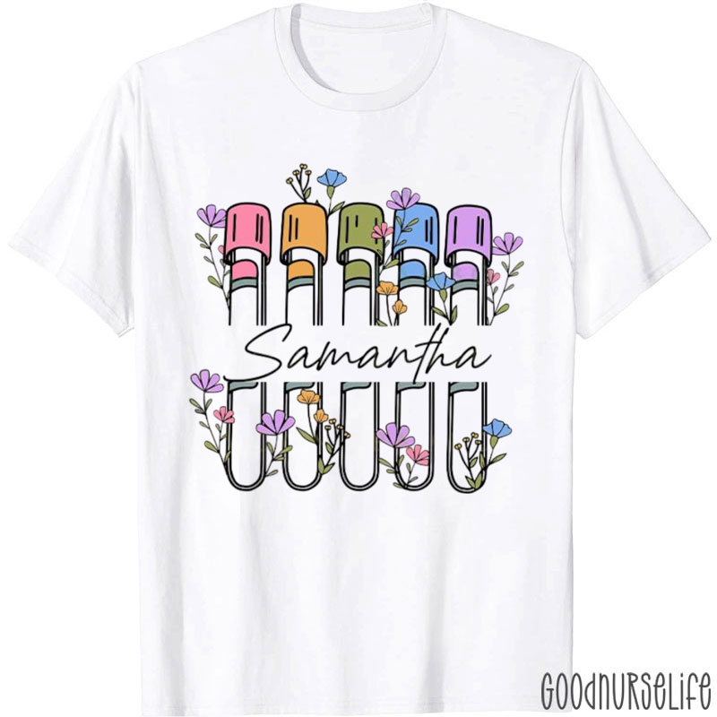 Personalized Floral Phlebotomy Nurse T-Shirt