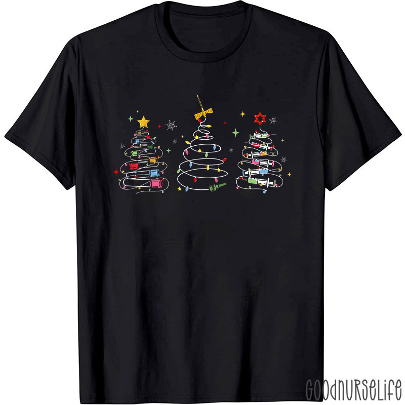 Syringe And Medical Tool Christmas Trees T-Shirt