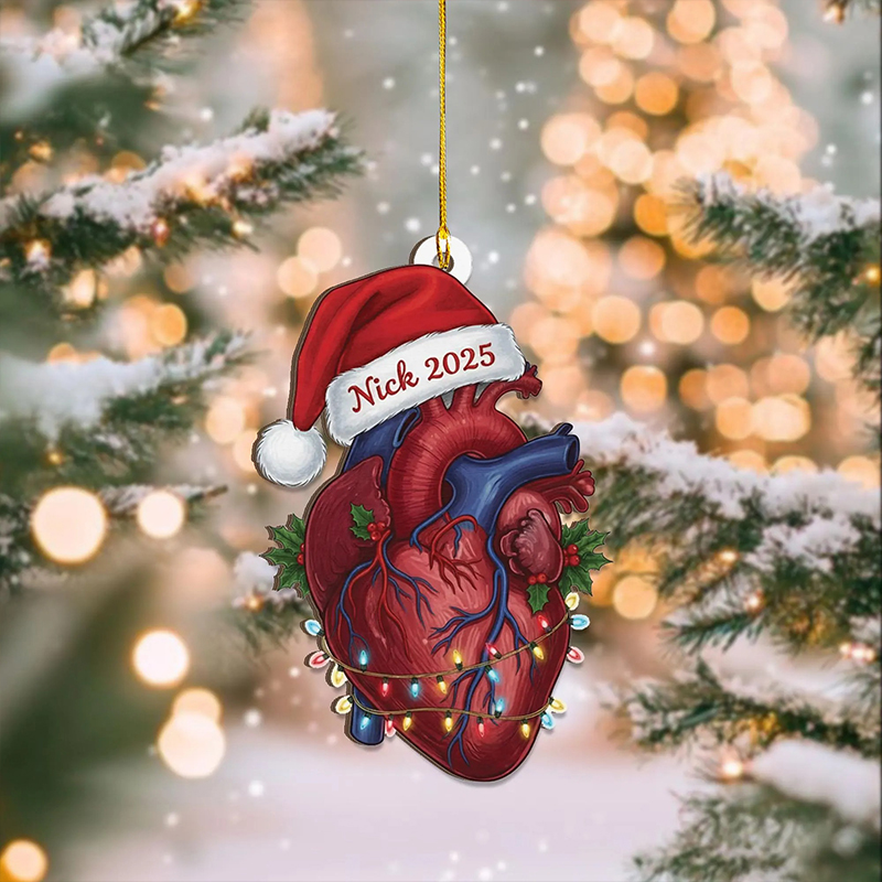 Personalized Realistic Human Heart Organ Acrylic Christmas Ornament