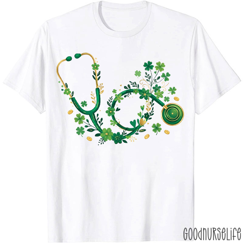 Floral Nurse Stethoscope St. Patrick's Day T-shirt