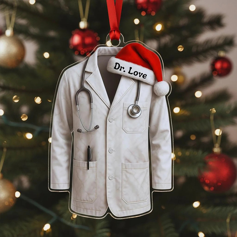 Personalized Medical Scrub Coat Acrylic Christmas Ornament