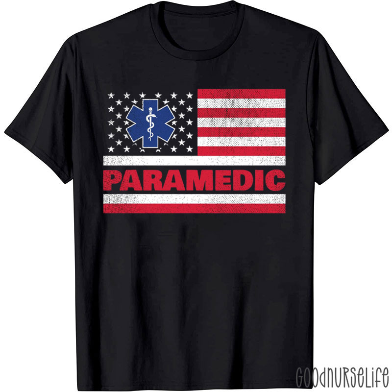 4th Of July Paramedic EMS EMT American Flag Nurse T-Shirt