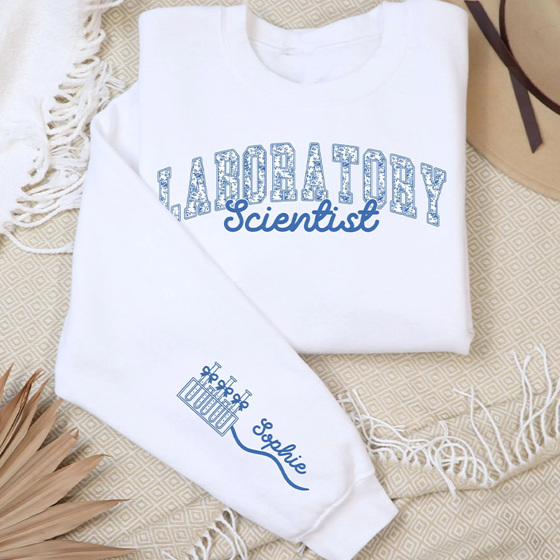 Personalized Blue And White Porcelain Laboratory Scientist Sweatshirt