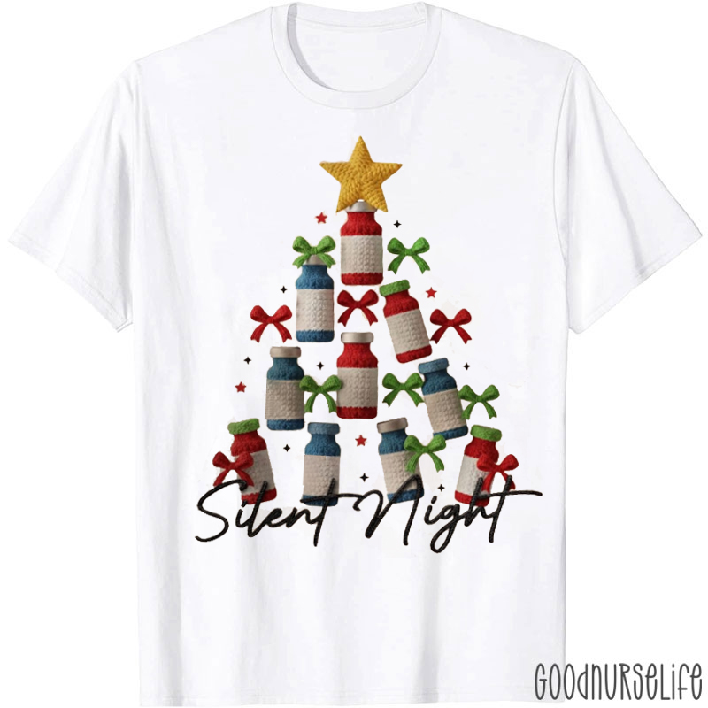 Faux Yarn Silent Night Nurse T-Shirt