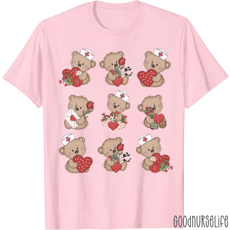 Cute Valentine Bear Nurse T-shirt