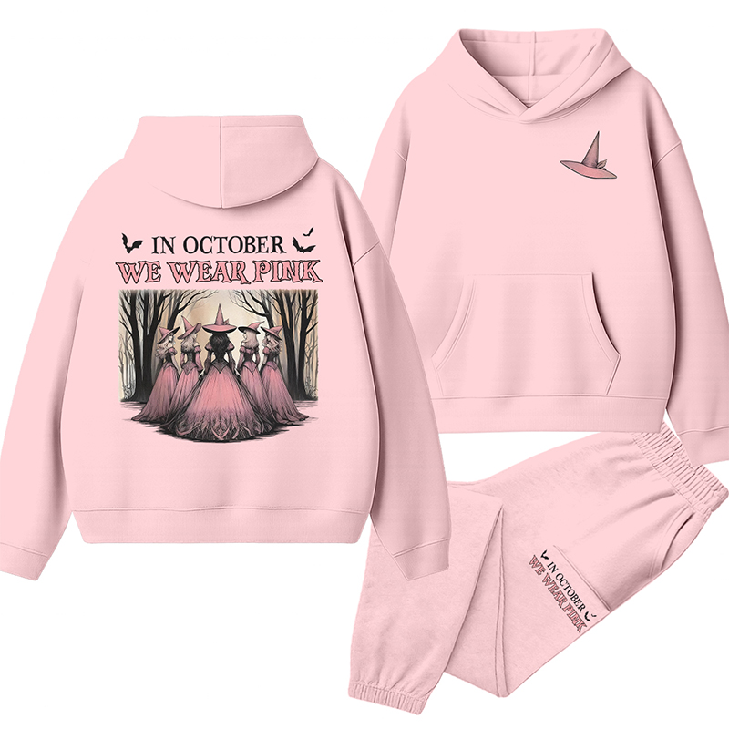 October Pink Witches Nurse Hoodie Set